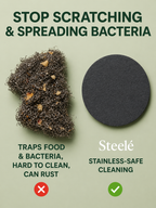 Steelé Sponge for Stainless Steel Cookware (3-Pack or 6-Pack)